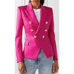 Jessica Bara Womens Pink Double Breasted Blazer Gold Button Details Size Small